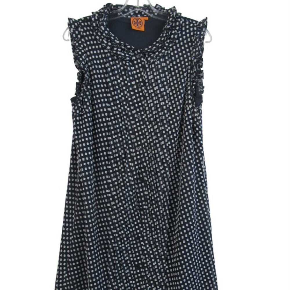 Tory Burch Navy and White Checkered Dress